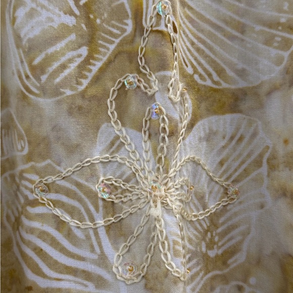 Island Planet Sheer Beach Cover Up Kaftan One Size Rayon Shell Print Boho - Picture 8 of 12